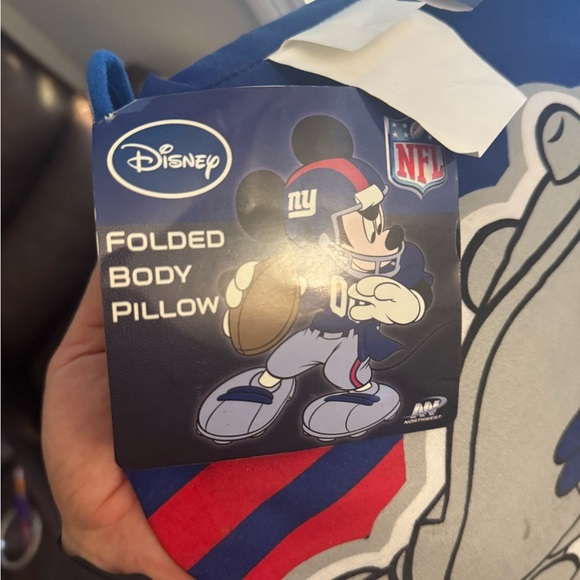 Folded Body Folder Giants NFL Disney Blue Mickey Mouse Bedding Pillow - Picture 5 of 6
